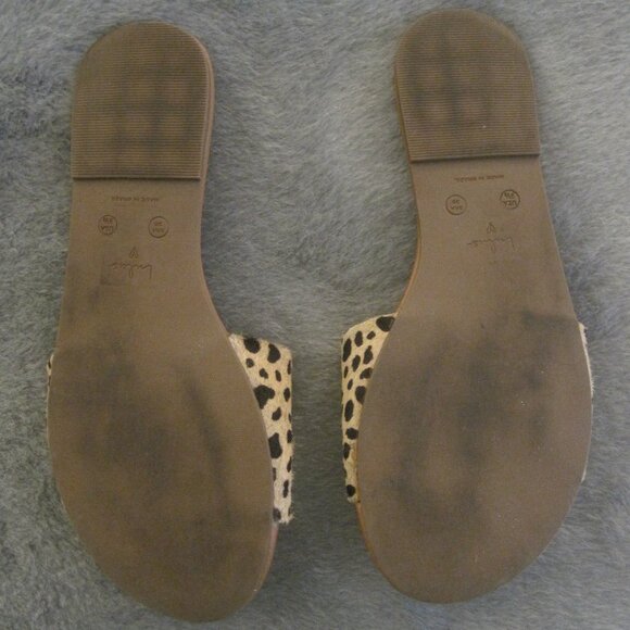 LULUS TARA LEOPARD CALF HAIR LEATHER SLIDE SANDALS 9.5 $48.00 - Picture 2 of 2